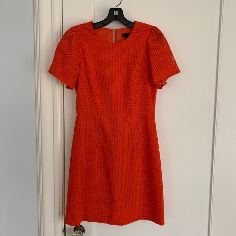 J Crew Coral Eyelet dress in EUC size 0